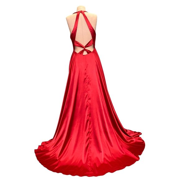 Faviana Plunging A-line Red Evening Gown Size 6 NWT - Picture 2 of 2